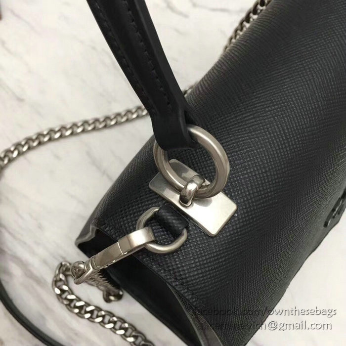 Prada Monochrome Saffiano Leather Bag Black 1BA126