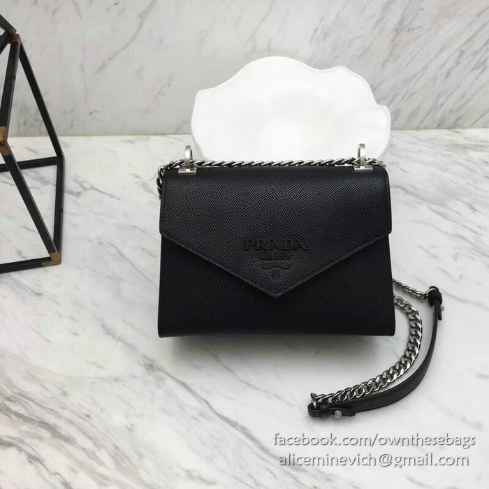 Prada Monochrome Saffiano Leather Bag Black 1BD127