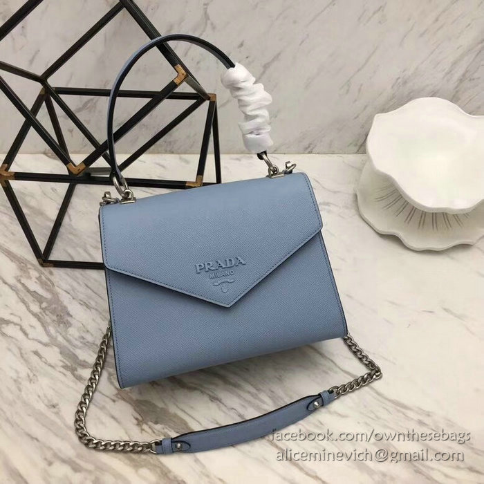 Prada Monochrome Saffiano Leather Bag Blue 1BA126