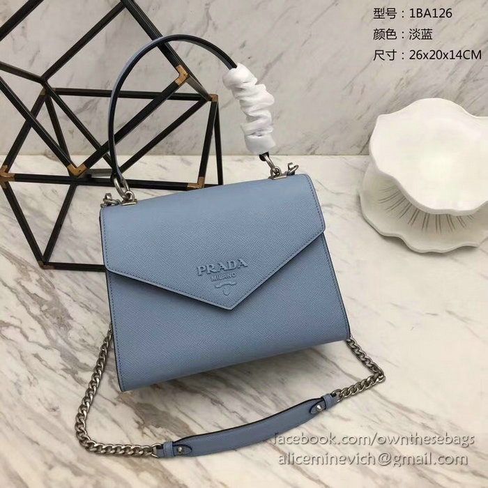 Prada Monochrome Saffiano Leather Bag Blue 1BA126