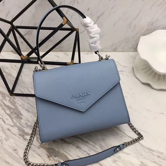 Prada Monochrome Saffiano Leather Bag Blue 1BA126