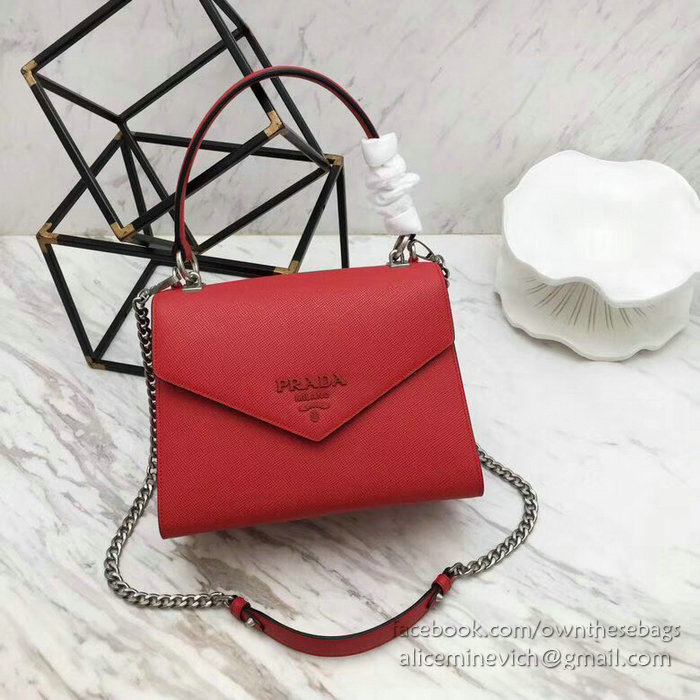 Prada Monochrome Saffiano Leather Bag Red 1BA126