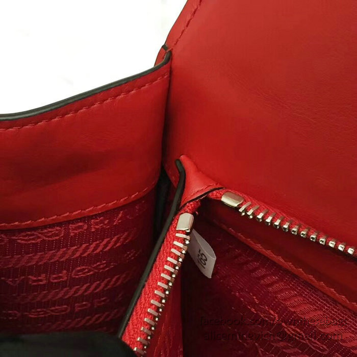 Prada Monochrome Saffiano Leather Bag Red 1BA126