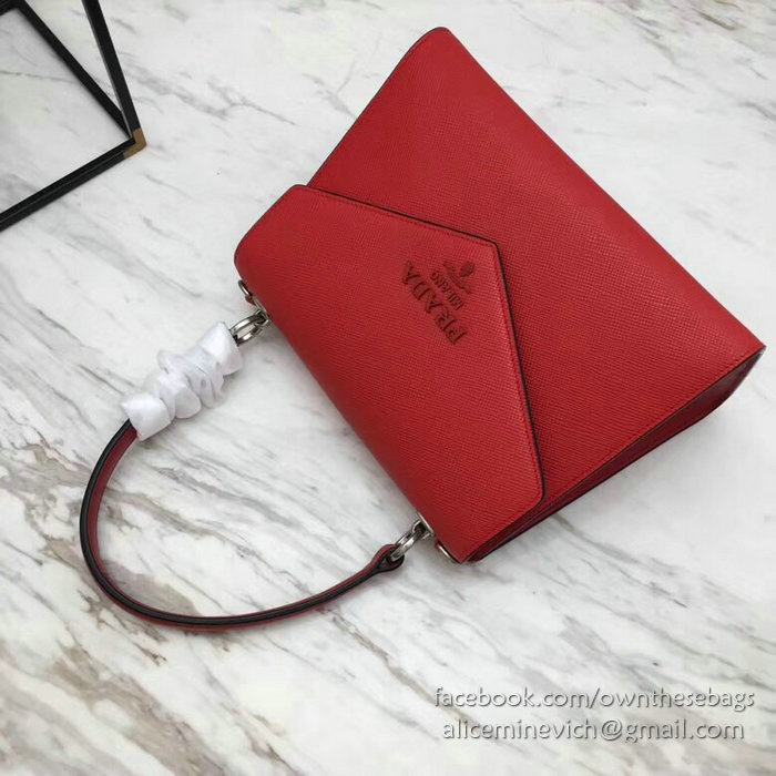 Prada Monochrome Saffiano Leather Bag Red 1BA126