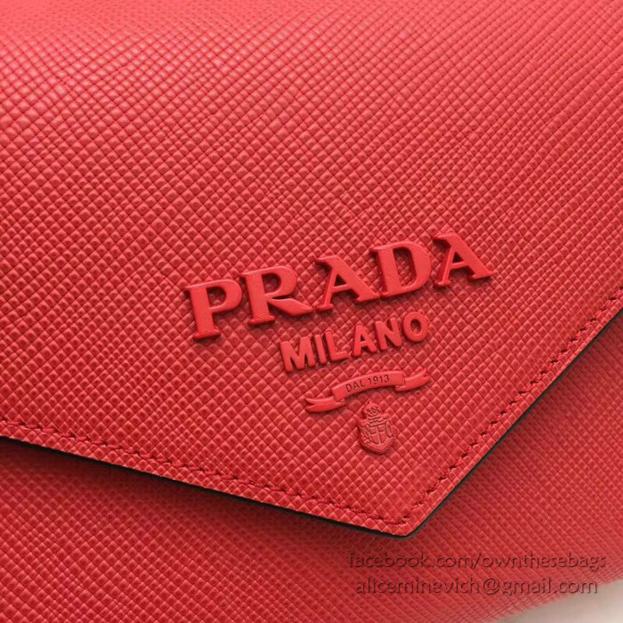 Prada Monochrome Saffiano Leather Bag Red 1BD127