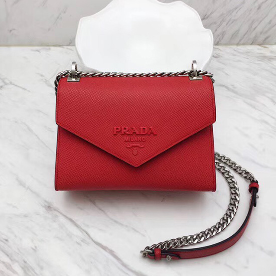 Prada Monochrome Saffiano Leather Bag Red 1BD127