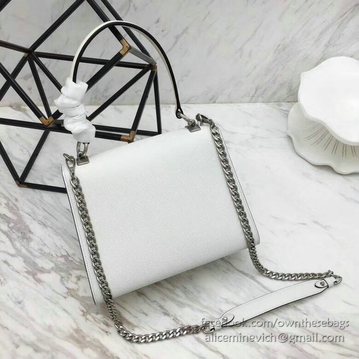 Prada Monochrome Saffiano Leather Bag White 1BA126