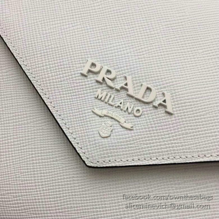 Prada Monochrome Saffiano Leather Bag White 1BA126