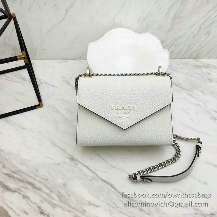 Prada Monochrome Saffiano Leather Bag White 1BD127