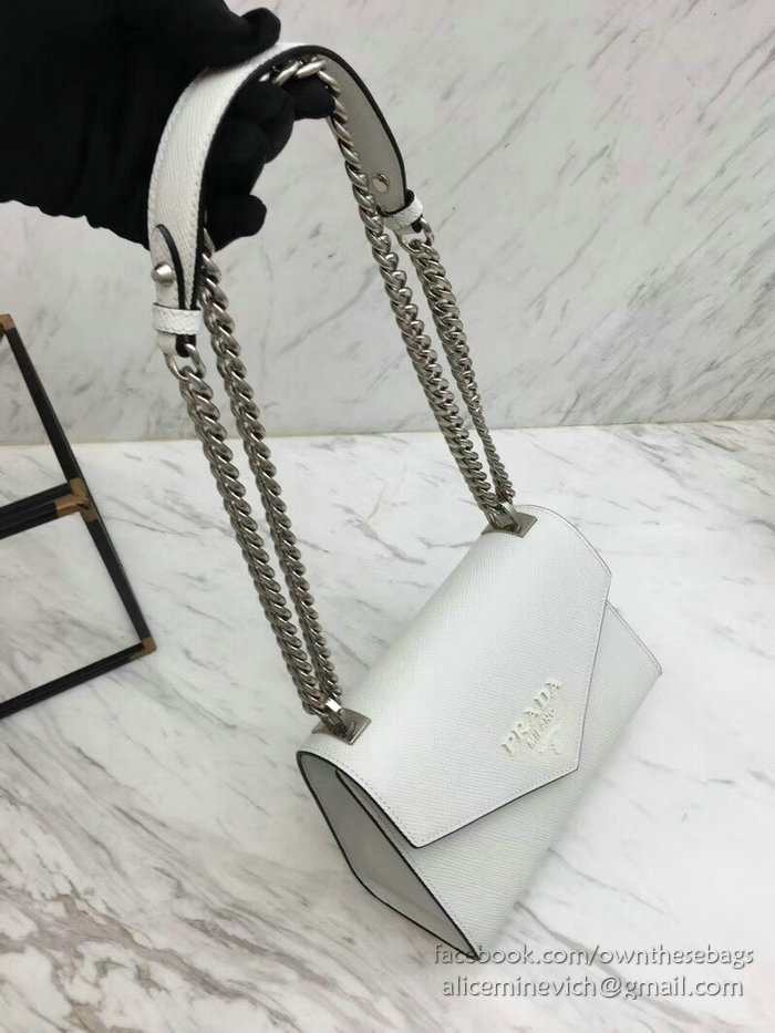 Prada Monochrome Saffiano Leather Bag White 1BD127