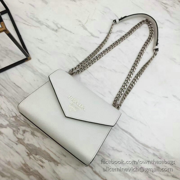 Prada Monochrome Saffiano Leather Bag White 1BD127