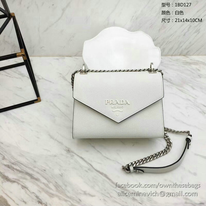 Prada Monochrome Saffiano Leather Bag White 1BD127