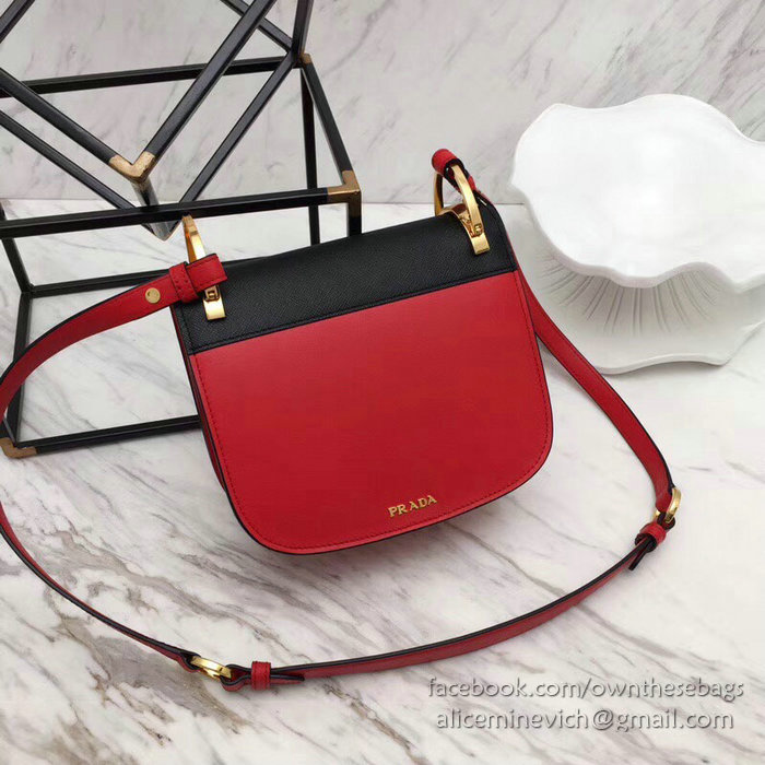 Prada Pionniere Leather Shoulder Bag Red 1BD039