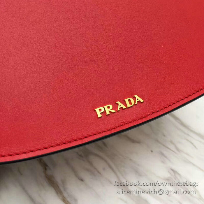 Prada Pionniere Leather Shoulder Bag Red 1BD039