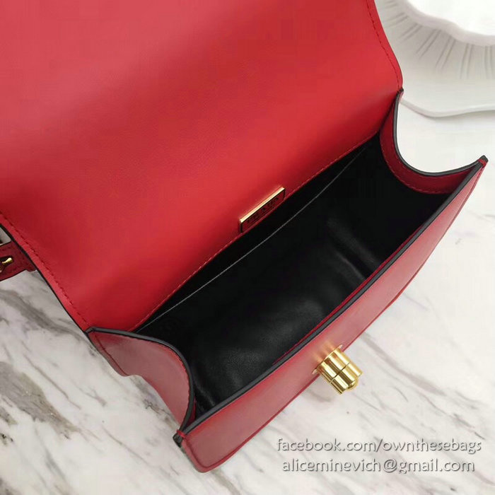 Prada Pionniere Leather Shoulder Bag Red 1BD039