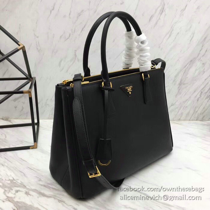 Prada Saffiano leather Galleria Bag Black 1BA274