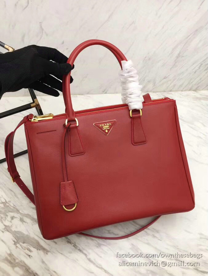 Prada Saffiano leather Galleria Bag Red 1BA274