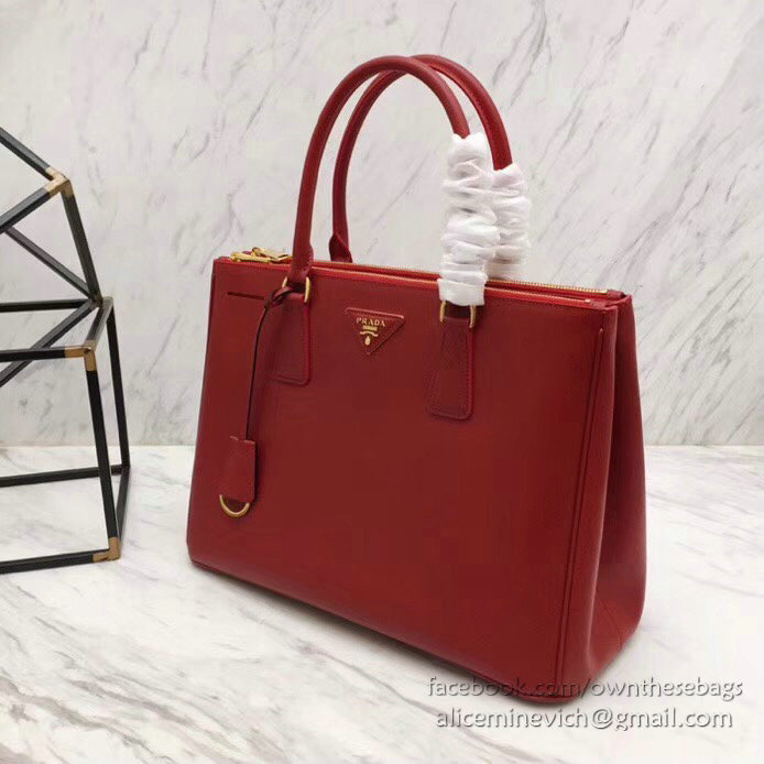 Prada Saffiano leather Galleria Bag Red 1BA274