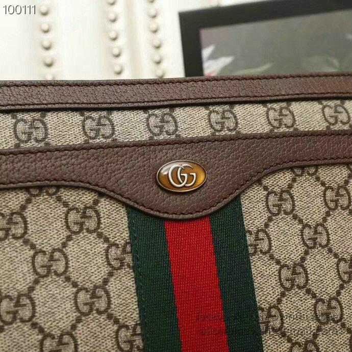 Gucci GG Supreme Medium Shoulder Bag Brown 523354