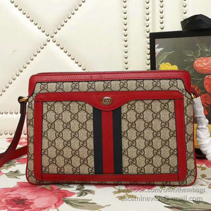 Gucci GG Supreme Medium Shoulder Bag Red 523354