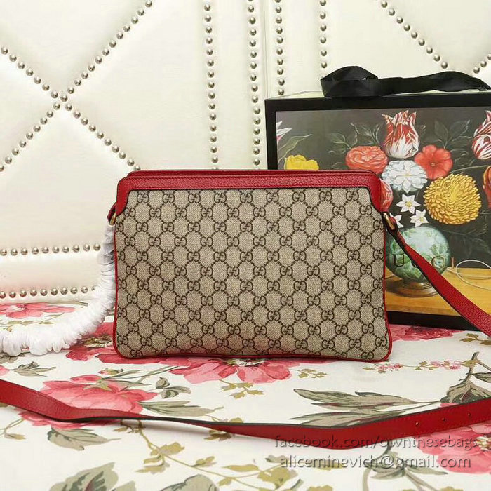 Gucci GG Supreme Medium Shoulder Bag Red 523354