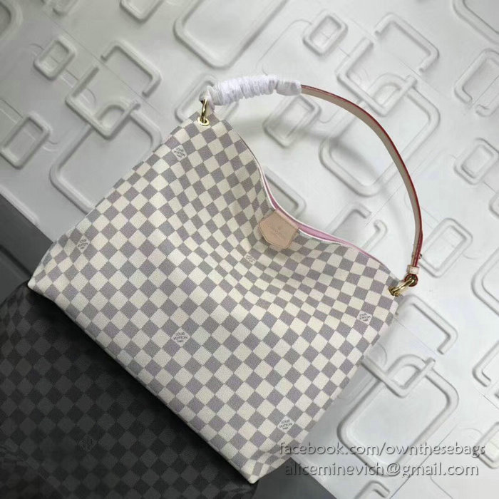 Louis Vuitton Damier Azur Canvas Graceful MM Rose Ballerine N42233