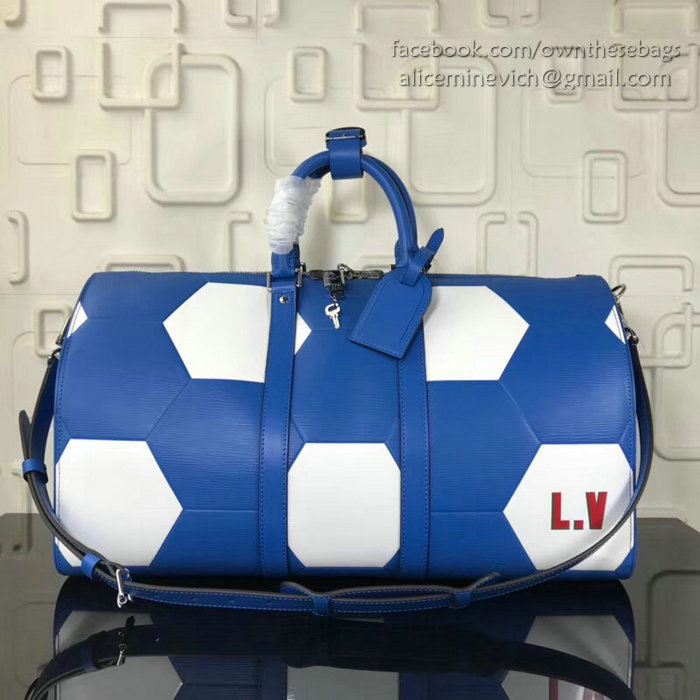 Louis Vuitton Epi Leather Keepall Bandouliere 50 Blue M52187