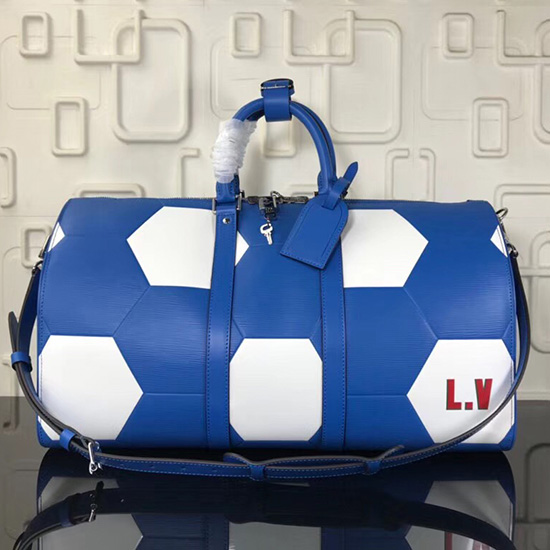 Louis Vuitton Epi Leather Keepall Bandouliere 50 Blue M52187