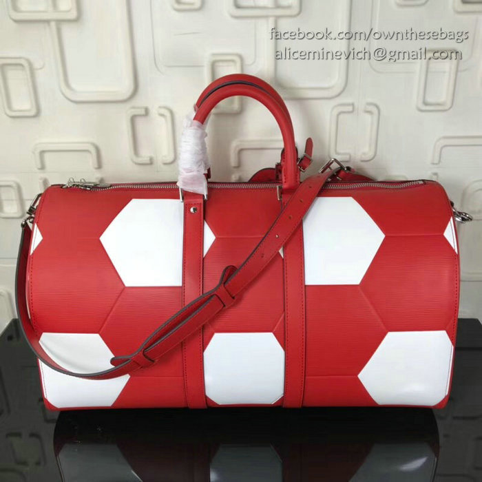 Louis Vuitton Epi Leather Keepall Bandouliere 50 Red M52187