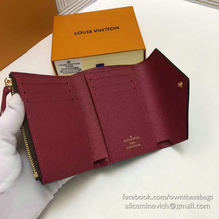 Louis Vuitton Monogram Canvas Victorine Wallet Burgundy M41938