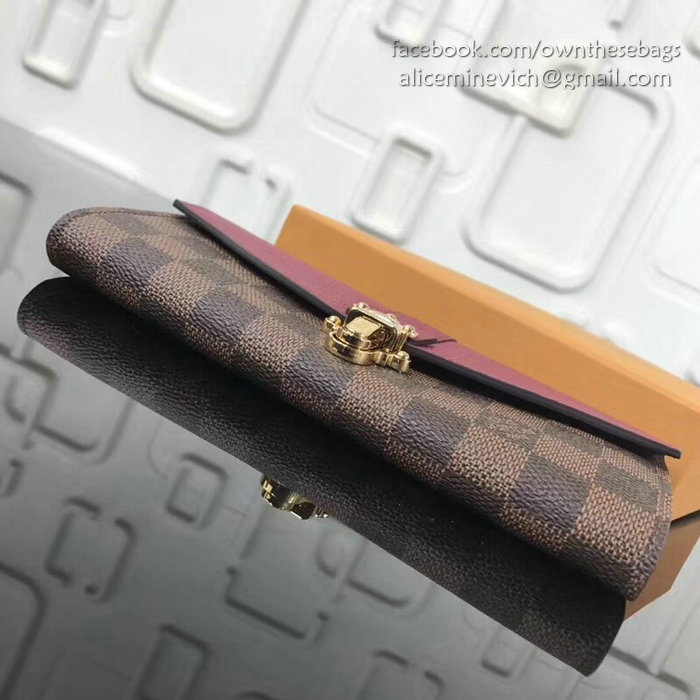 Louis Vuitton Damier Ebene Canvas Clapton Wallet Burgundy N64449