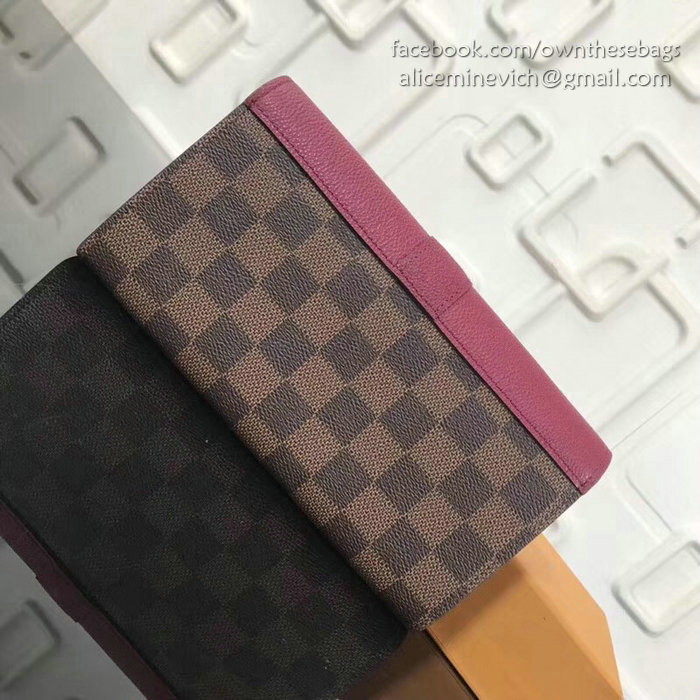 Louis Vuitton Damier Ebene Canvas Clapton Wallet Burgundy N64449