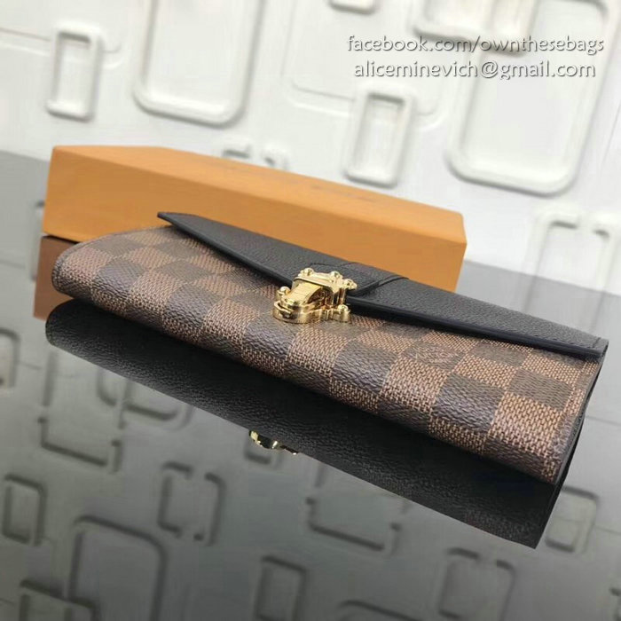 Louis Vuitton Damier Ebene Canvas Clapton Wallet Noir N64449