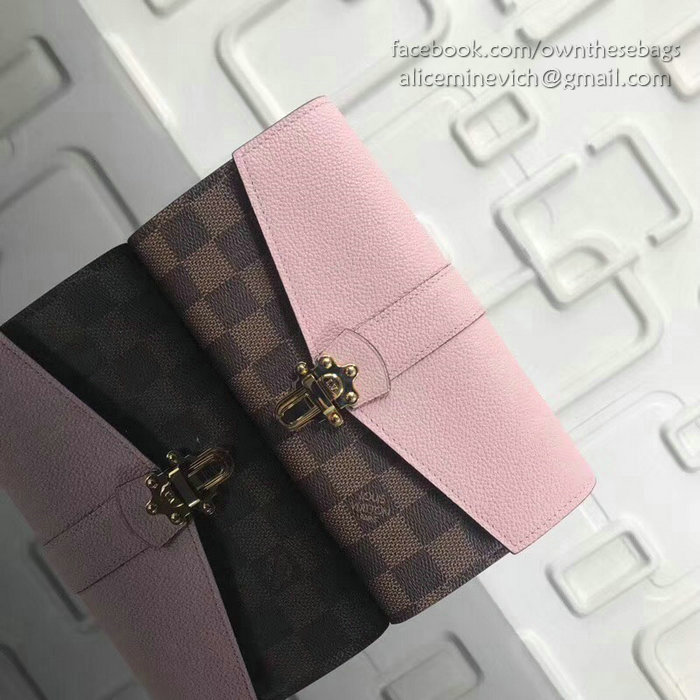 Louis Vuitton Damier Ebene Canvas Clapton Wallet Burgundy N64449