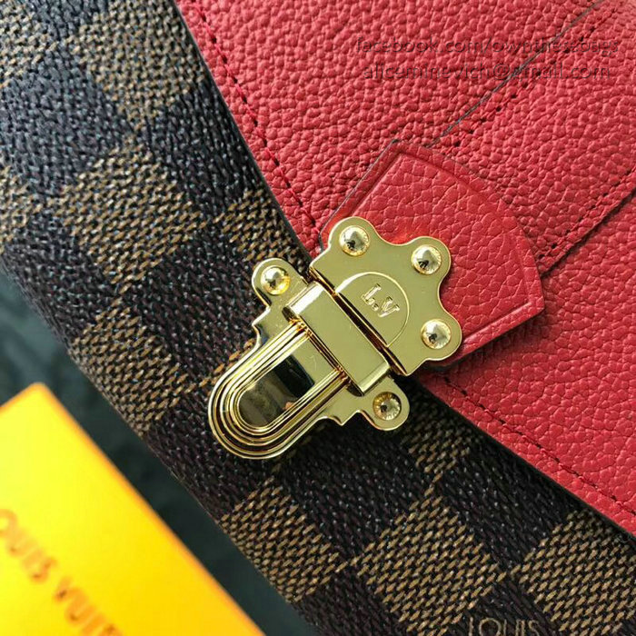 Louis Vuitton Damier Ebene Canvas Clapton Wallet Red N64449