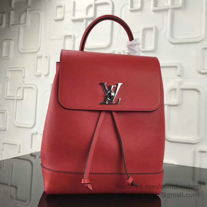 Louis Vuitton Soft Calfskin Lockme Backpack Red M41817