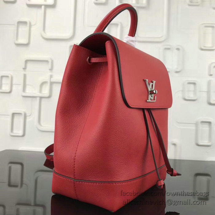 Louis Vuitton Soft Calfskin Lockme Backpack Red M41817