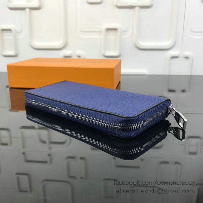 Louis Vuitton Taiga Leather Zippy Wallet Blue M30571