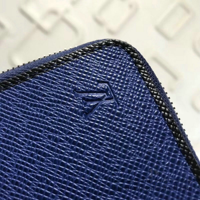 Louis Vuitton Taiga Leather Zippy Wallet Blue M30571