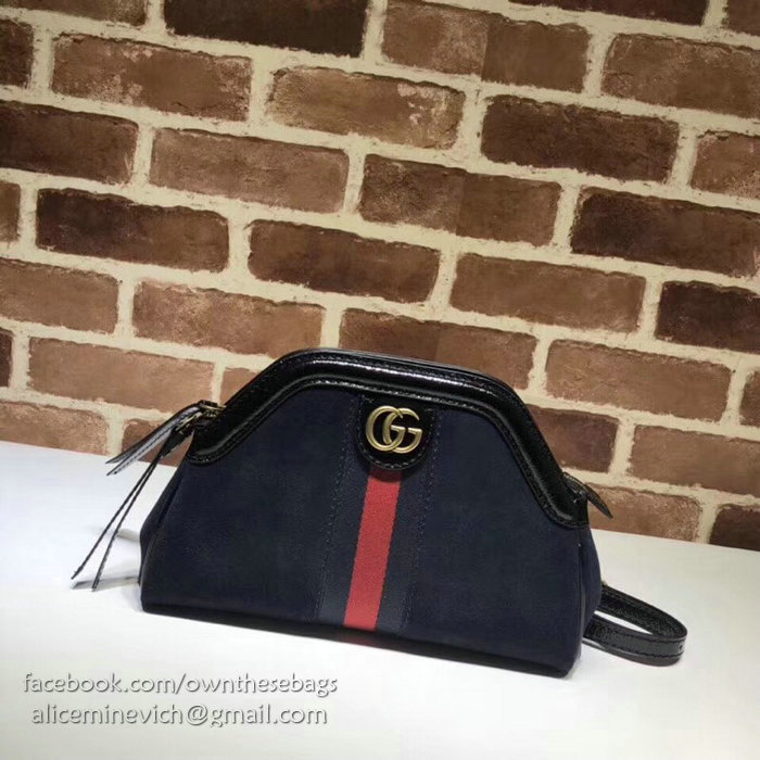 Gucci RE(BELLE) Suede Small Shoulder Bag Blue 524620