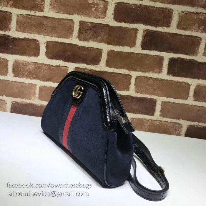 Gucci RE(BELLE) Suede Small Shoulder Bag Blue 524620