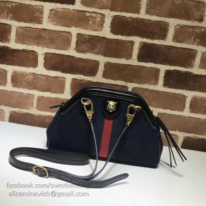 Gucci RE(BELLE) Suede Small Shoulder Bag Blue 524620