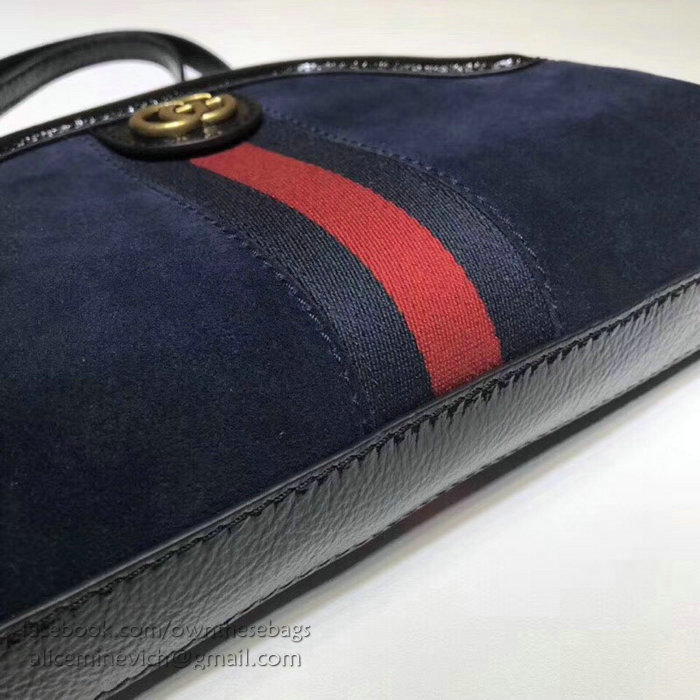 Gucci RE(BELLE) Suede Small Shoulder Bag Blue 524620