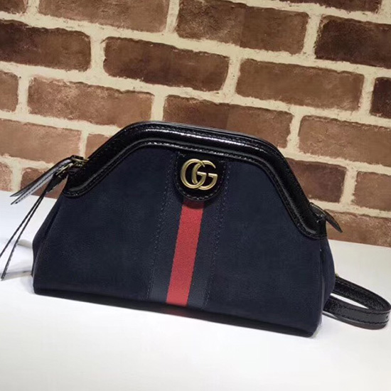 Gucci RE(BELLE) Suede Small Shoulder Bag Blue 524620