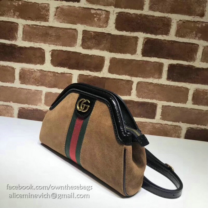 Gucci RE(BELLE) Suede Small Shoulder Bag Brown 524620