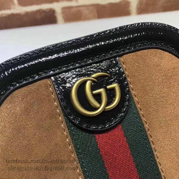 Gucci RE(BELLE) Suede Small Shoulder Bag Brown 524620