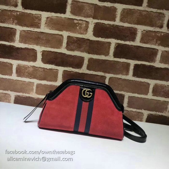 Gucci RE(BELLE) Suede Small Shoulder Bag Red 524620