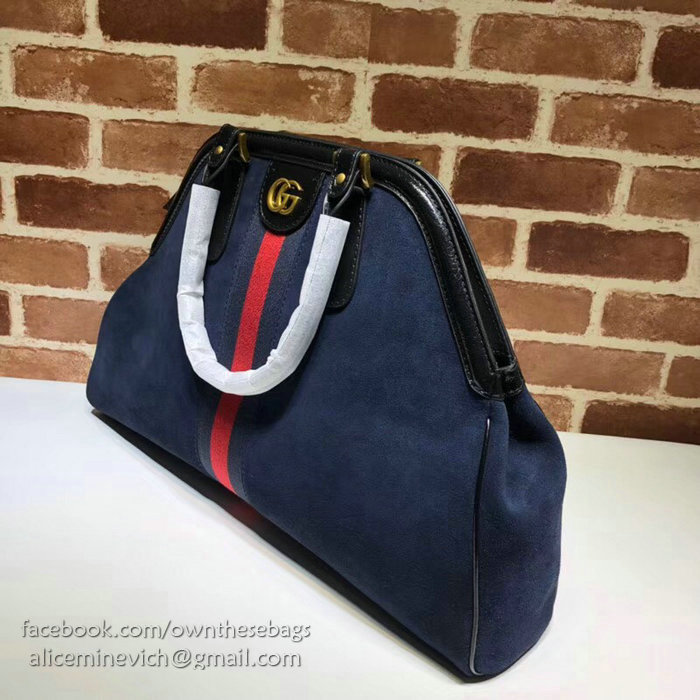 Gucci Re(Belle) Suede Large Top Handle Bag Blue 515937