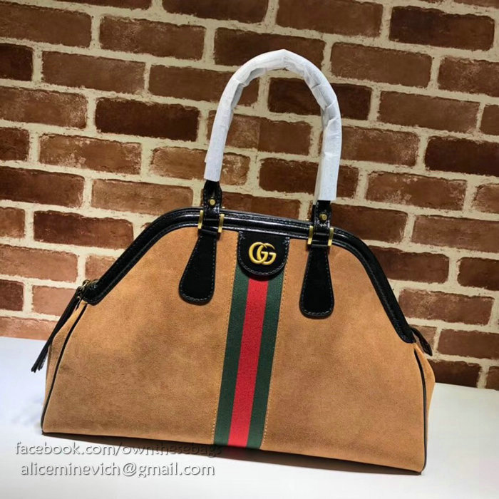 Gucci Re(Belle) Suede Large Top Handle Bag Brown 515937