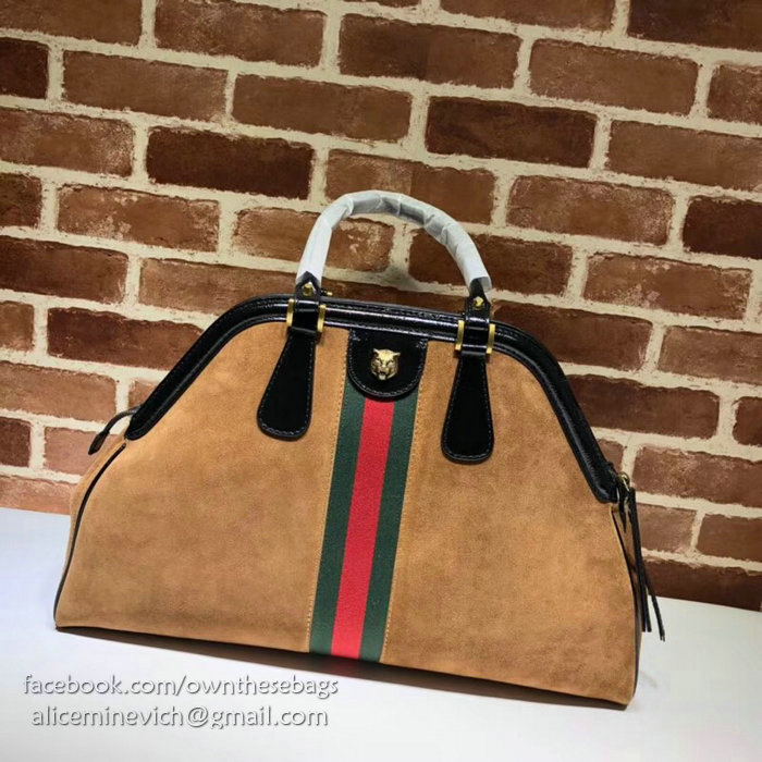 Gucci Re(Belle) Suede Large Top Handle Bag Brown 515937